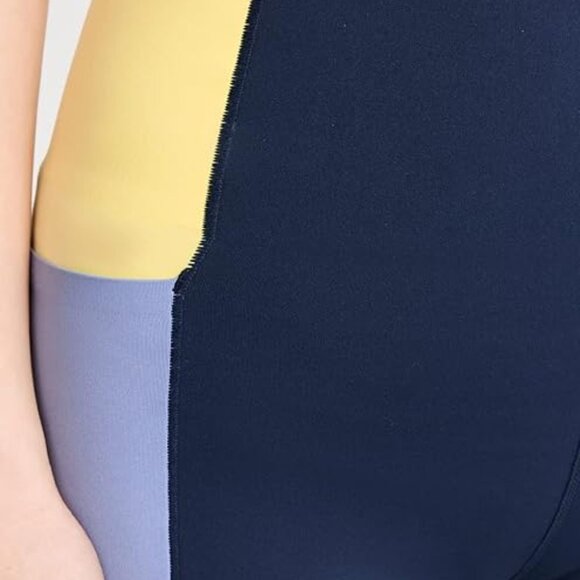 New Sweaty Betty Leggings Size L Navy Blue Power Block Ultra Sculpt Yellow NWT - Picture 2 of 10